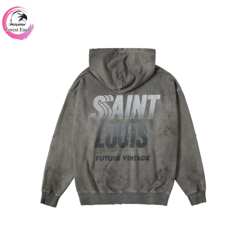 24SS Фиолетовый Серый Черный SAINT LOUIS Diamonds Толстовка с градиентным логотипом Бренд