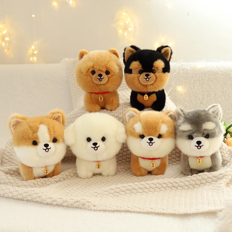 

20cm Simulation Dog Series Cute Bichon Husky Corgi Plush Toy Stuffed Soft Lovely Animal Appease Doll Kids Nice Gift