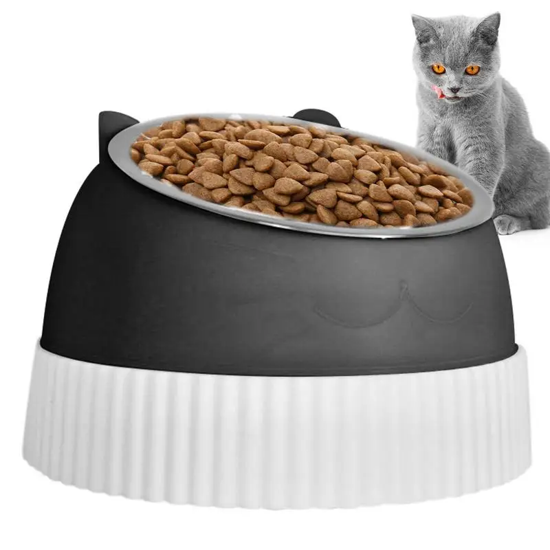 

Миска для кошек с подъемом, приподнятая миска для корма кошек, не протекает, угол наклона 15 градусов, широкая неглубокая, приподнятая миска для кошек