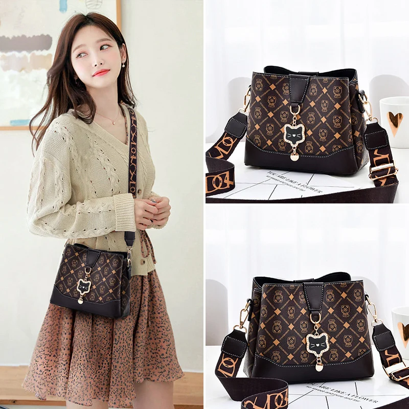 

Bucket Bag Autumn New Fashion Versatile Single Shoulder Bag Trend Women's Oblique Cross Women's Bag