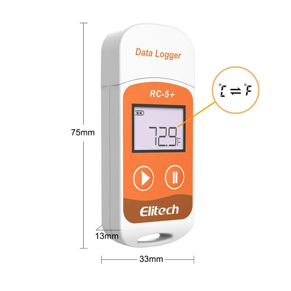 Elitech RC-5+ PDF USB-регистратор данных о температуре Многоразовый регистратор 32000 точек