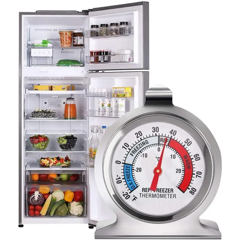

Refrigerator Freezer Thermometer Fridge Refrigeration Temperature Gauge Home Stainless Steel Temp Stand Dial Type -20 To 20°C
