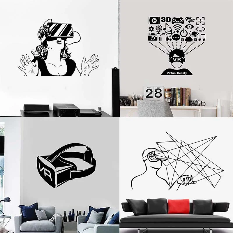 

Настенная Наклейка точки VR гарнитура Виртуальная реальность видео геймер виниловая наклейка роспись