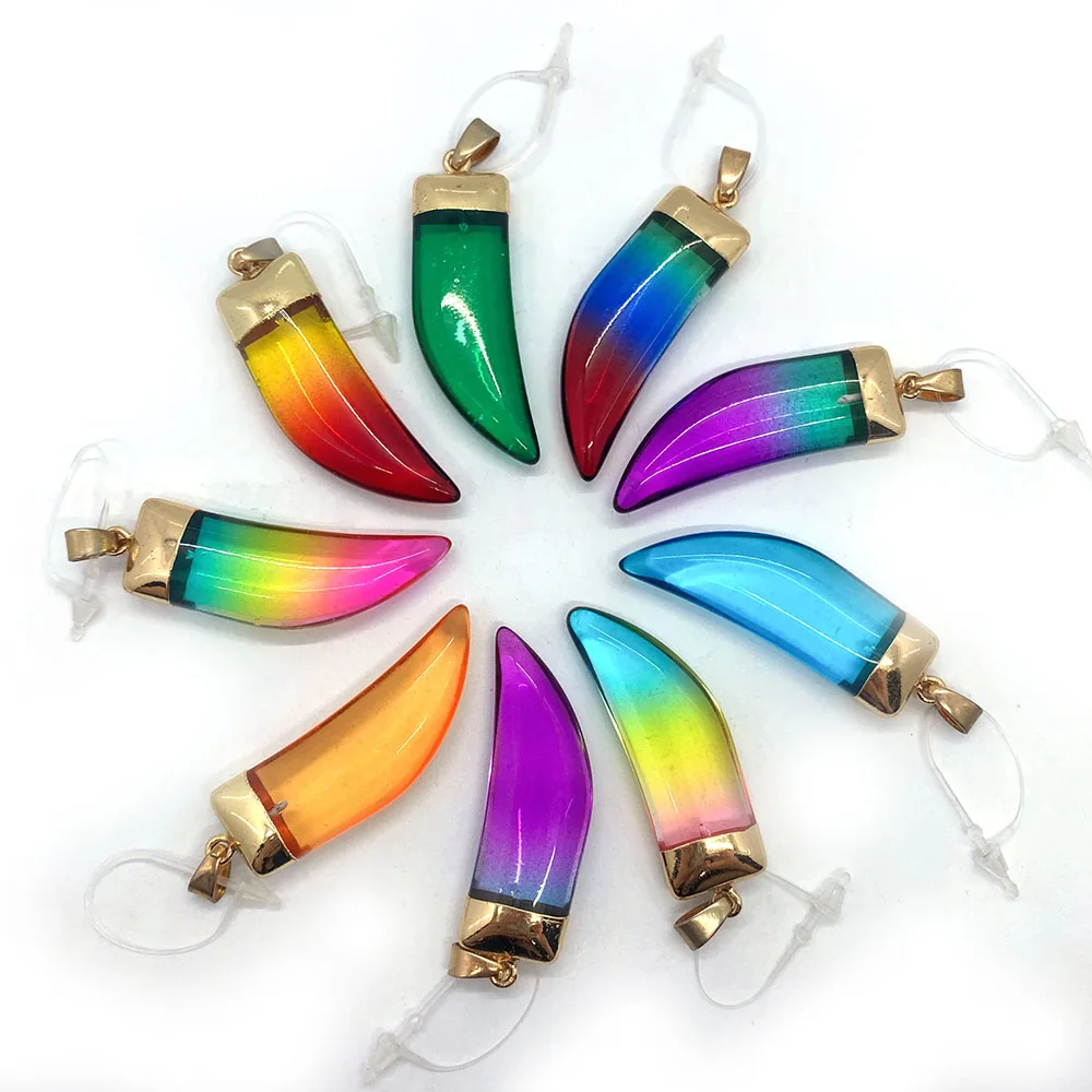 

Glass Crystal Seven Colors Necklace Pendant 13x46mm Crystal Pepper Shape Charm Jewelry DIY Earrings Sweater Chain Accessories