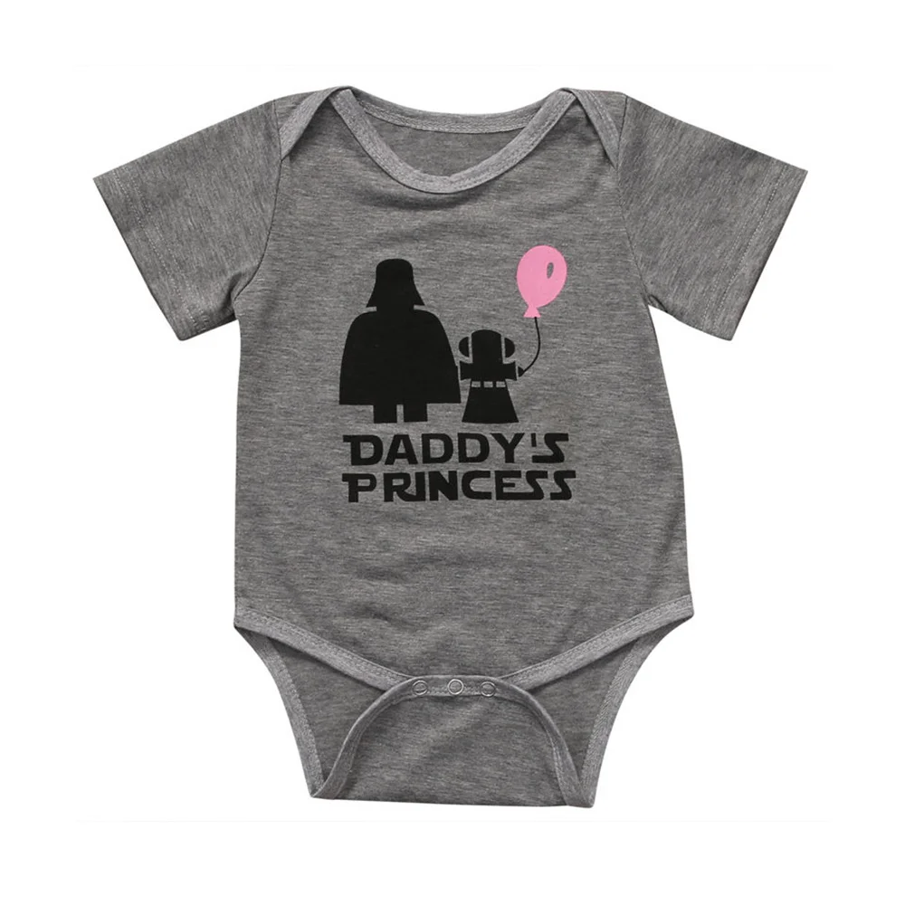 

Baby Girl Daddy's Princess Cartoon Print Bodysuit Short Sleeve Romper 0-18M Newborn Infant Toddler Summer Casual Jumpsuits New
