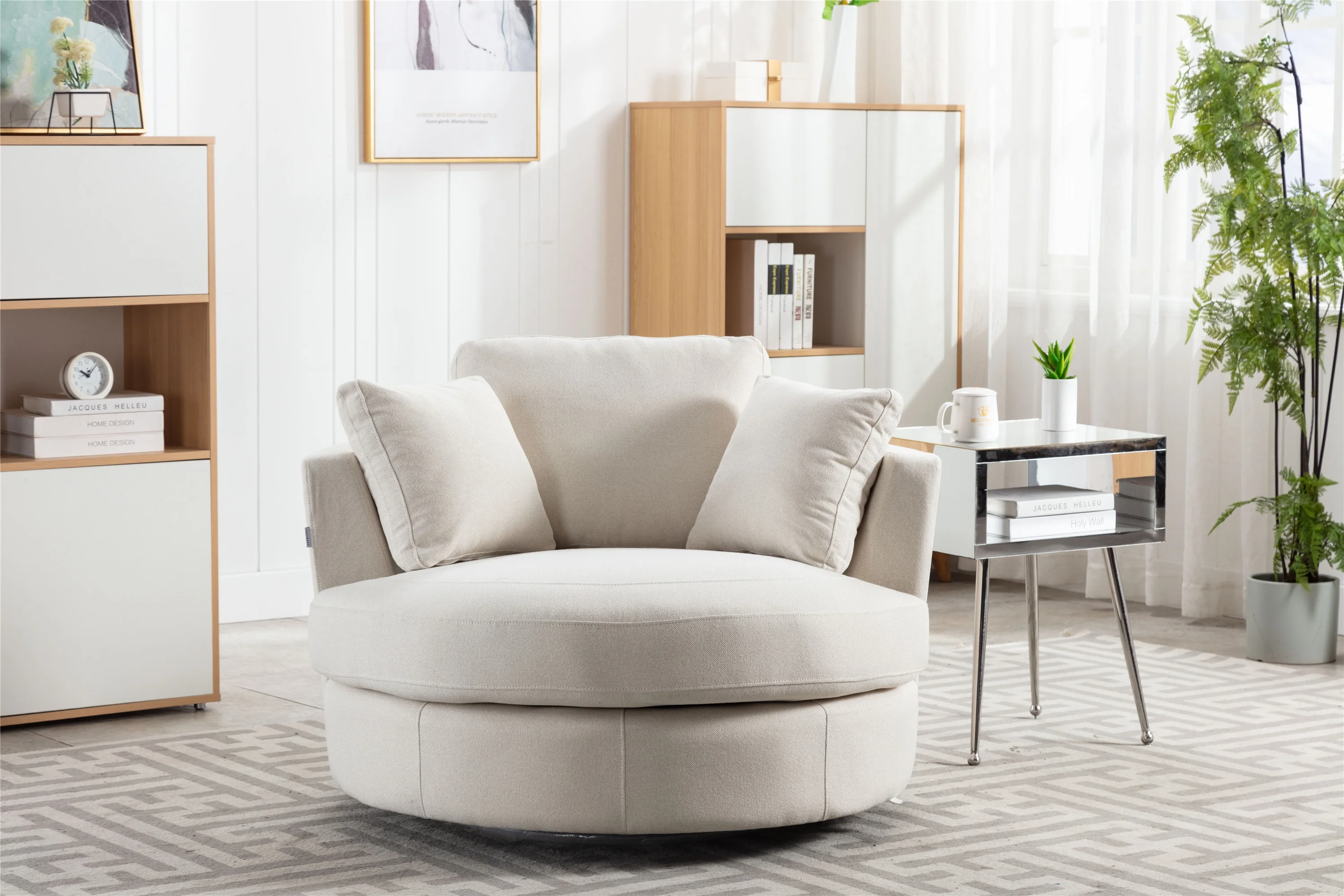 Modern Akili swivel accent chair barrel chair for hotel living room Modern leisure chair