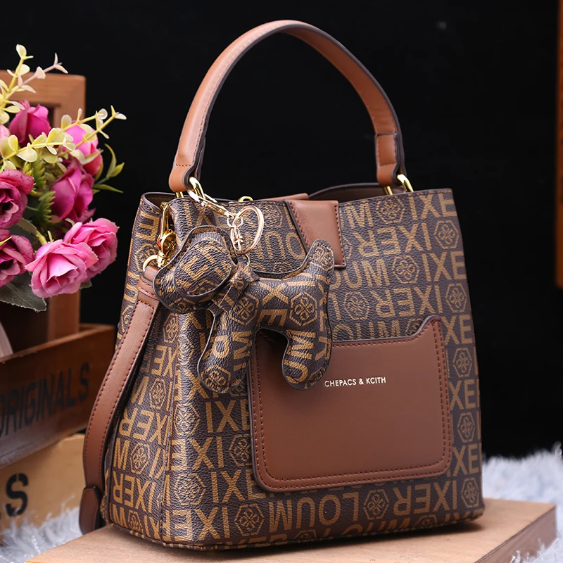 

Genuine Leather Bucket Bag for Women 2023 New Fashion Vintage Letter Women's Handheld Large Bag Crossbody Bag Tide