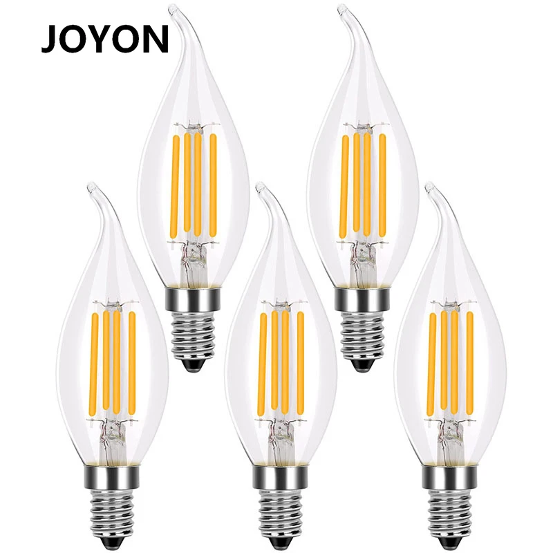 

E14 Pointed Bubble C35 Filament Light Bulb Led Edison Brown Amber Chandelier Light Source Pull Tail Bubble Modern Indoor Lights