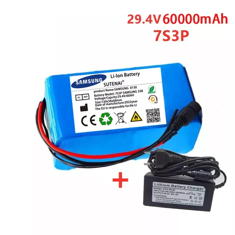 

Литиевая батарея 24 В, 60 А · ч, 7s3p, 18650, 24 В, 60000 мА · ч, для электрической велосипедной батареи, велосипедной батареи