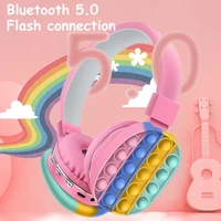 2022 new wireless headphones rainbow color earphones with mic parent child interactive headset hot sale toy children gift box