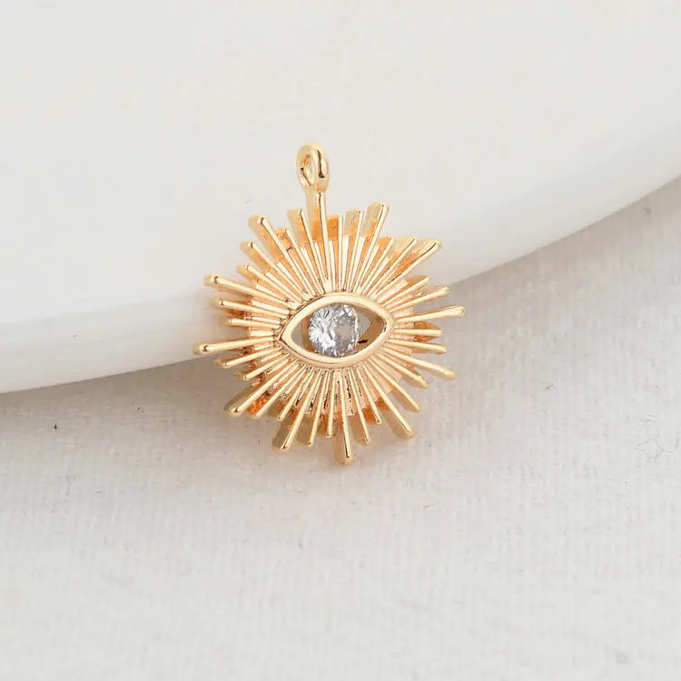 

17×15.5MM 14K Gold Color Plated and Zircon Eye Charms Pendants Jewelry Making Supplies Diy Accessories