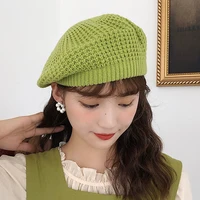 fashion berets caps for women cotton knitted beret hat ladies french artist beanie beret hats autumn winter casual thin bonnet