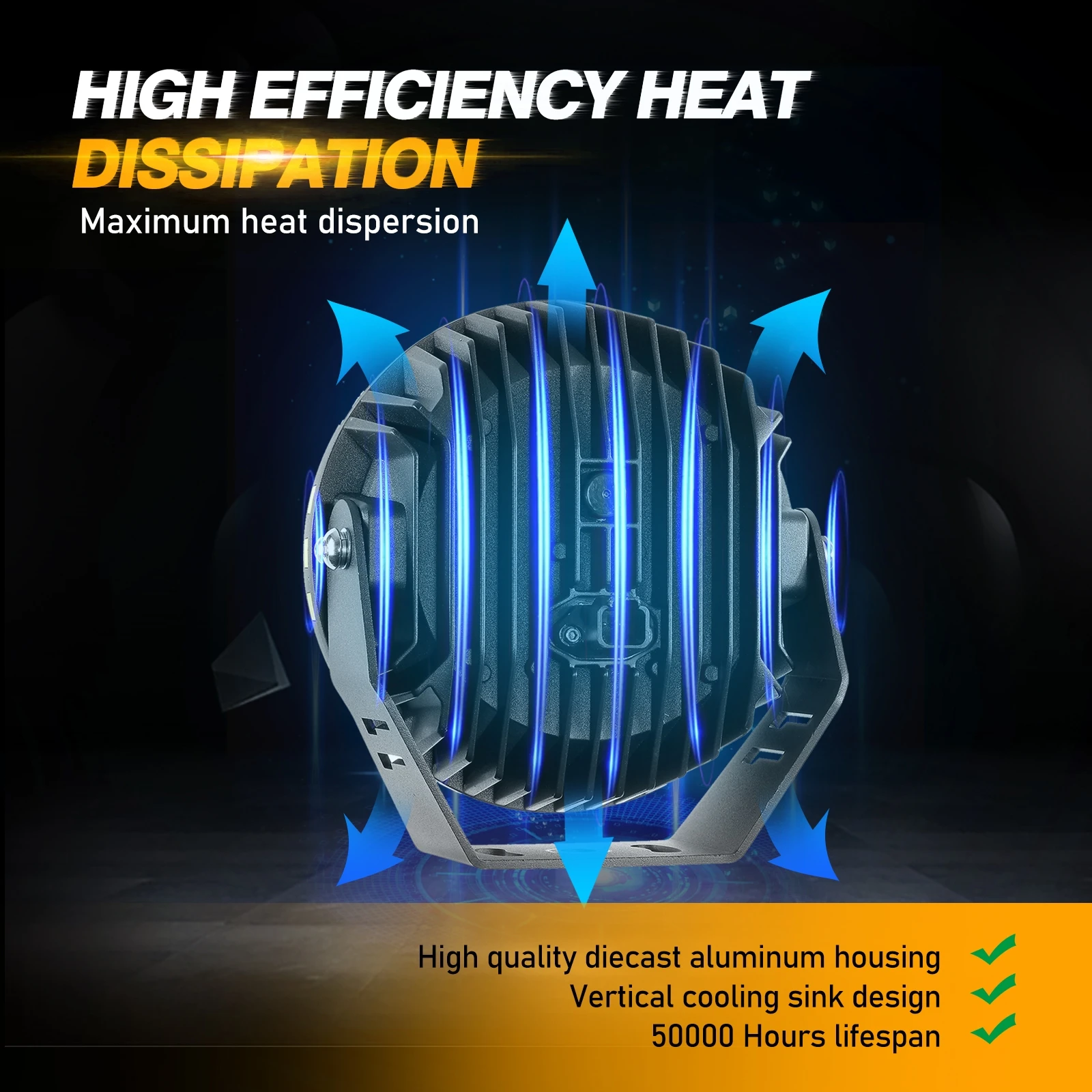 Фото AUXBEAM 7-дюймовый светодиодный рабочий светильник с жгутом 230 Вт 6900K супер яркий 16666lm прожектор для дальнего света IP68 Водонепроницаемый для вне... №5