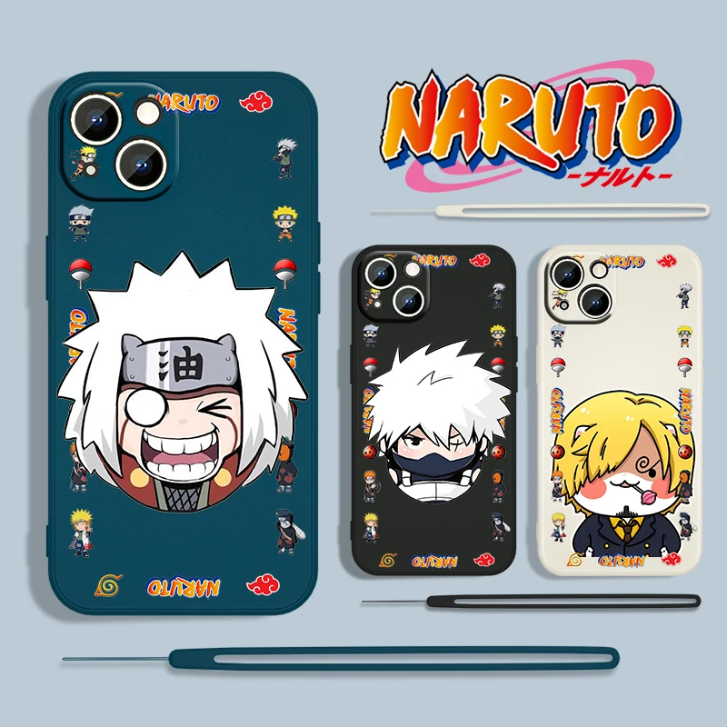 

Hot Anime NARUTO Boy For Apple iPhone 13 12 Mini 11 Pro XS MAX XR X 8 7 6S SE Plus Liquid Rope Silicone Phone Case Fundas Cover