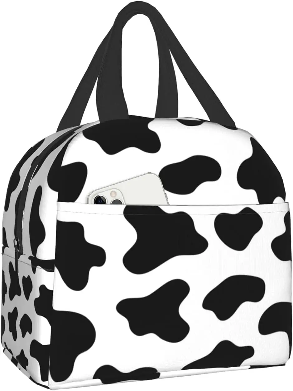 

Милый Ланч-бокс в форме Коровьих пятен, дорожная сумка бэнто, коробки-тоуты для пикника, изолированный Прочный Контейнер, многоразовая водо...