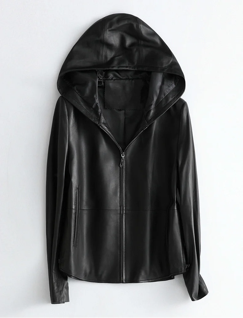 

Genuine Leather Jacket Women 100% sheepskin coat female hooded spring autumn short jackets HQ20-YFG030A KJ5332 2023