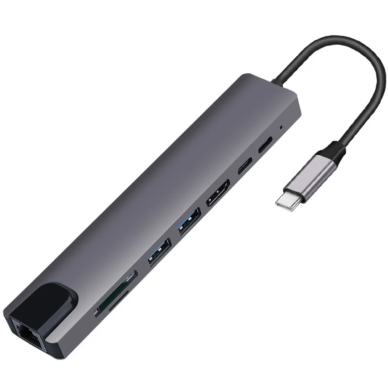 

Прямая продажа с фабрики, лучшая док-станция 8 в 1 с портом 3,0, 8-портовая алюминиевая док-станция Type-c 4k usb-хаб 8 в 1