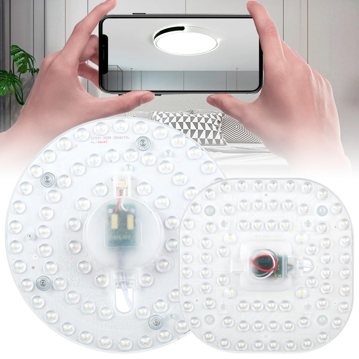 

8/9" 36W LED Retrofit Light Engine 3 Color Dimmable LED Light Board Replacement Round Square LED Light Panel for Ceiling Fan