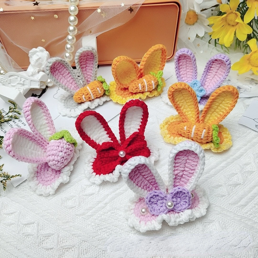 

Sweet hand woven net red girl hairpin bangs headdress pink rabbit ears lovely headdress pure handmade