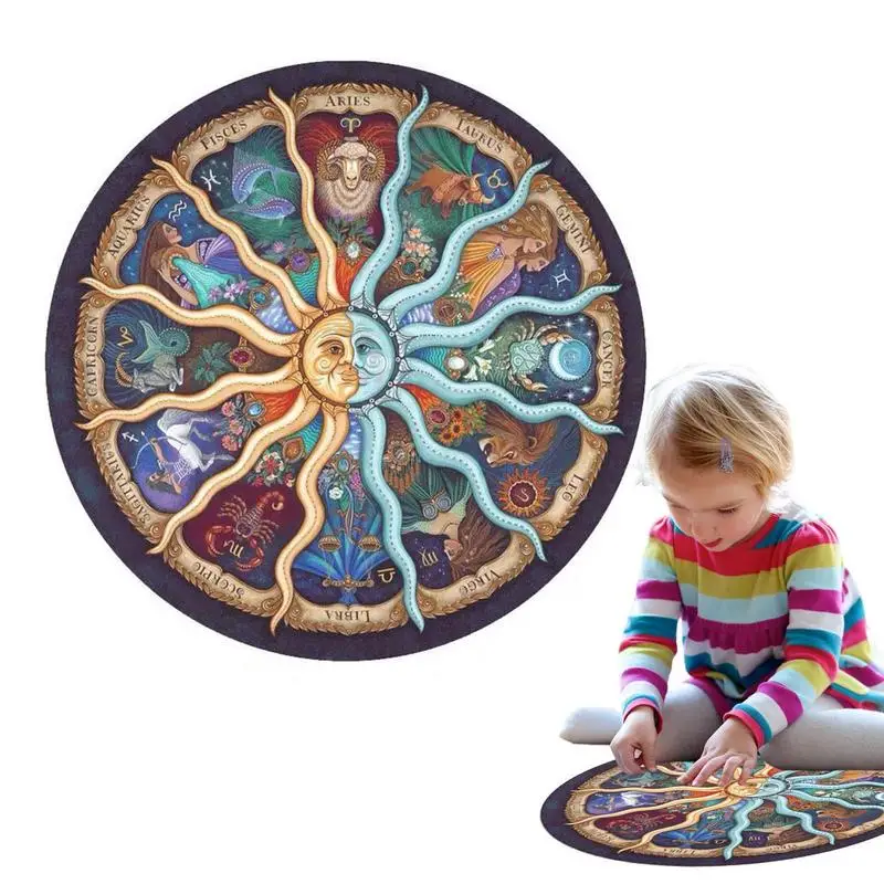 

100Pcs/Set Round Jigsaw Puzzle Rainbow Earth Jigsaw Puzzles Outer Space Puzzles Paper For Adults Children Outdoor Supplies