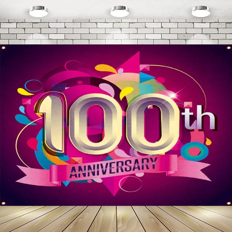 

Happy 100th Anniversary Backdrop Banner Decor Red Cheer 100 Years Wedding Anniversary Party Celebration Photography Backgroun