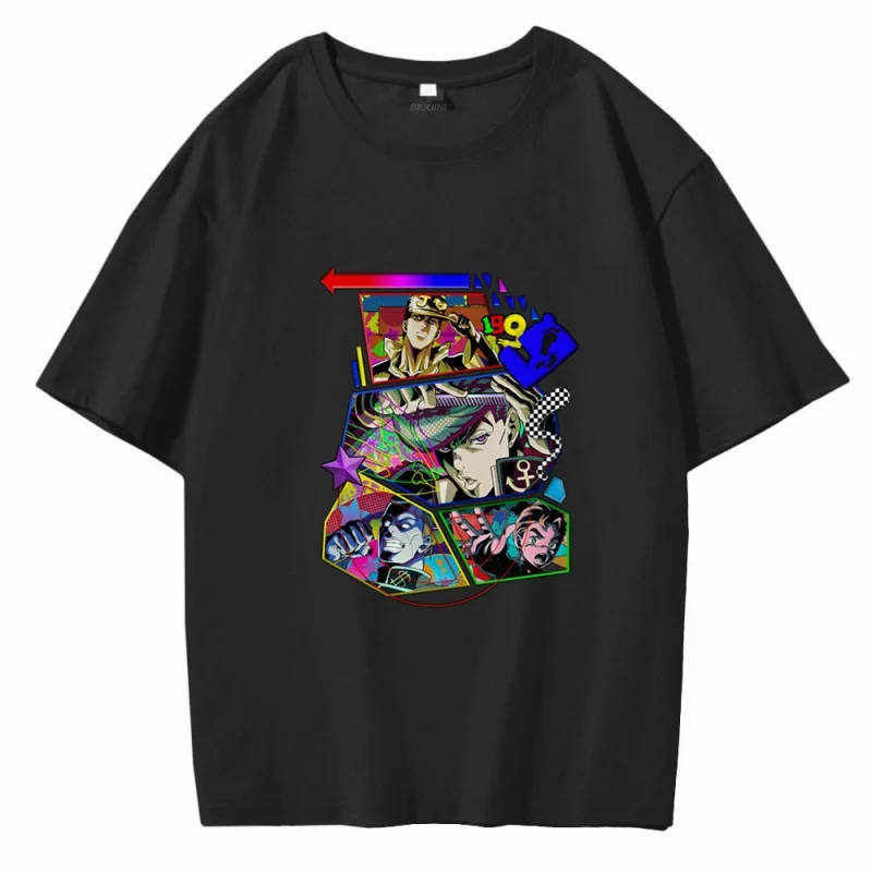 

Футболка мужская с коротким рукавом, хлопок, Повседневная модная уличная одежда в стиле Харадзюку, аниме невероятные приключения Джоджо, Дж...