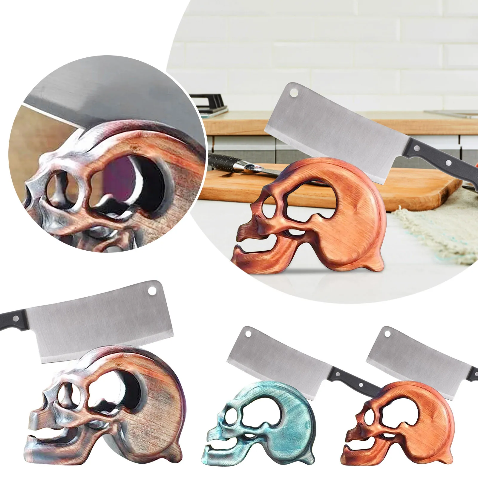 

2022 Holes Skull Knife Stand For Chef Kitchen Knife Kitchen Knife Holder Creative Five-hole Skull Knife Holder Stand For Kitchen