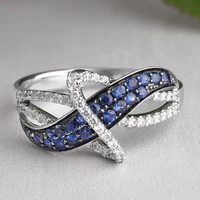 fashion silver plated twine ring micro paved white blue stone rings for women wedding party elegant jewely accessories a4m913