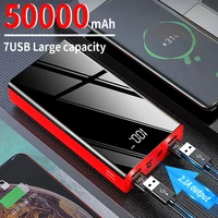 50000mah power bank large capacity portable charger 4usb digital display external battery with flashlight for iphone huawei