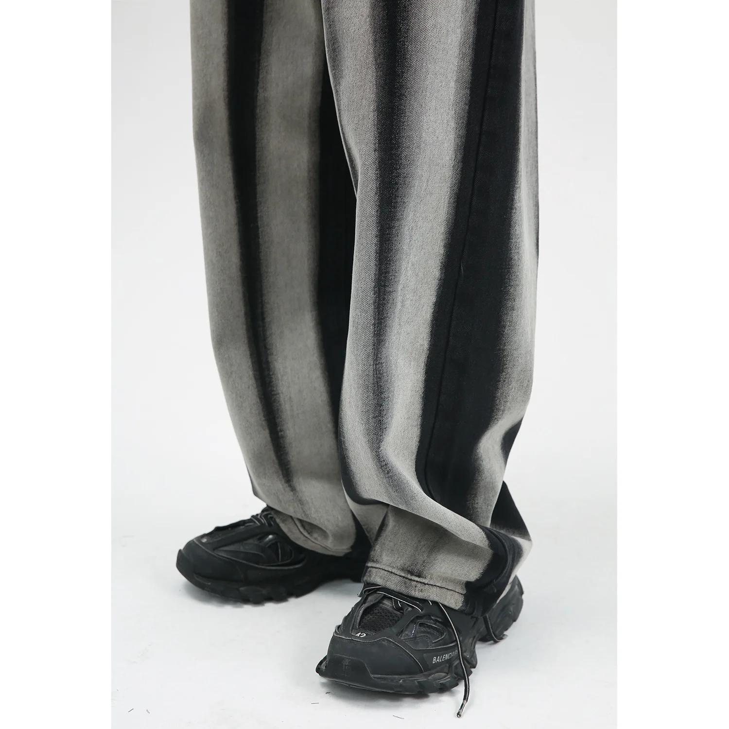 Four Seasons Men's Korean Loose Tie Dye Contrast Color Straight Loose Men's Jeans Hip Hop Streetwear Jeans Denim Mens Pants