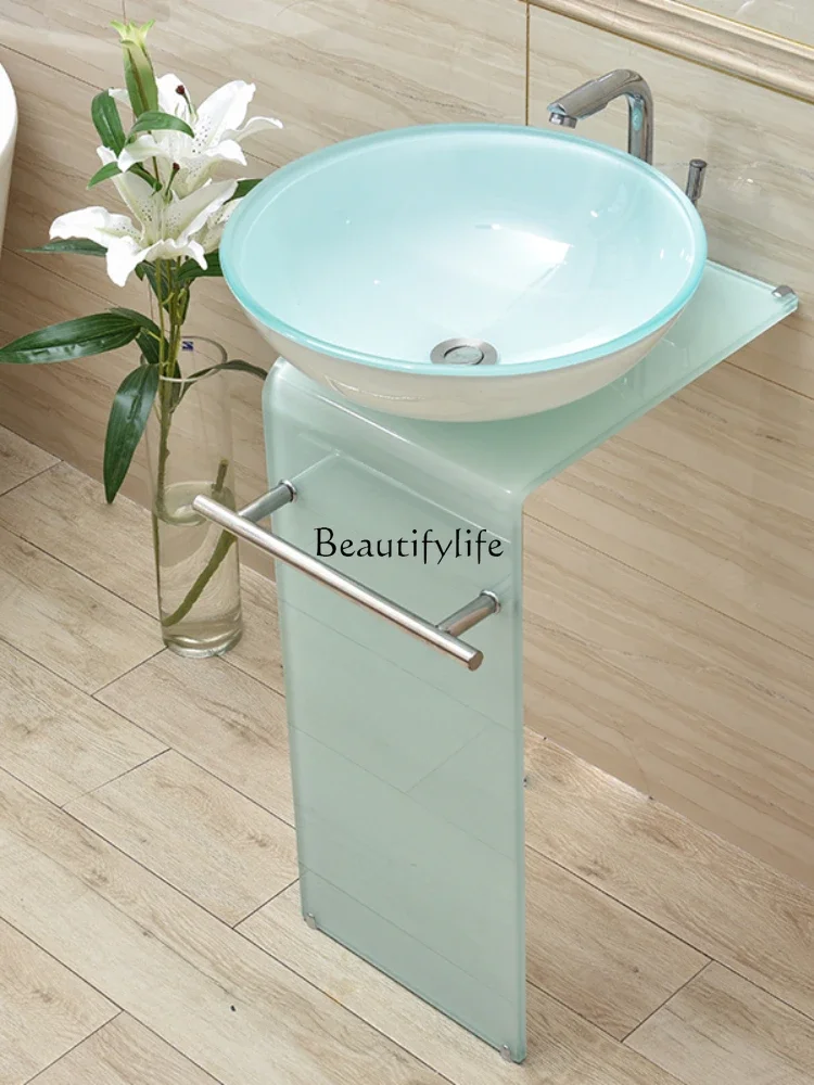 Умывальник для балкона стеклянная раковина маленькой квартиры садовая от пола