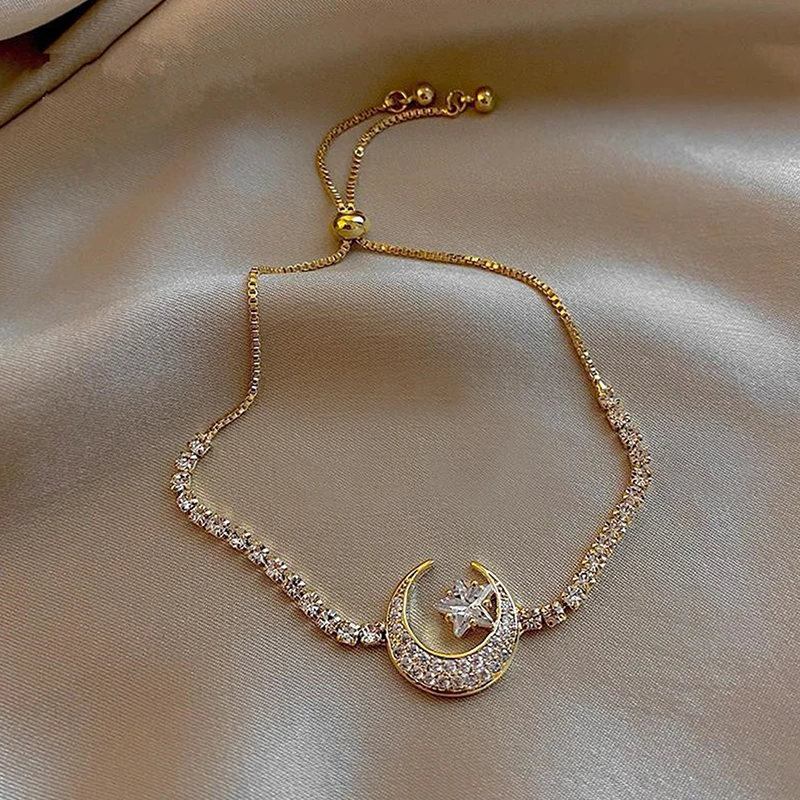 Изысканный браслет с Луной и звездами персональный регулируемый блестящий