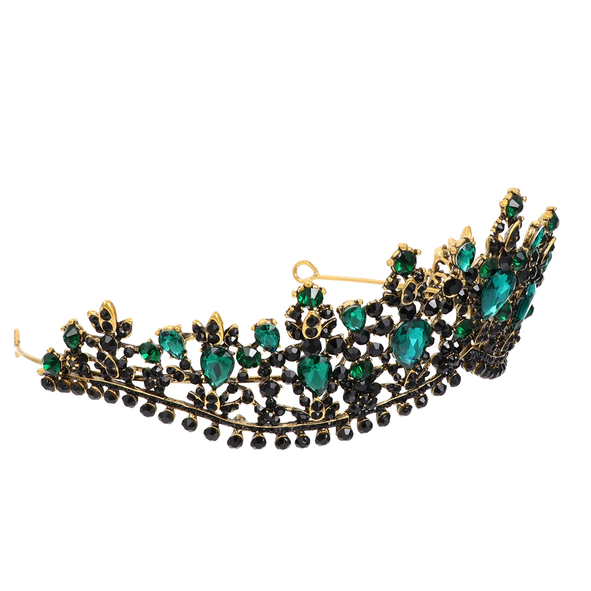

Vintage Tiara Baroque Rhinestone Tiaras Wedding Gothic Women Bride Crystal Girls Bridal Headband Black Floral Crownprincess