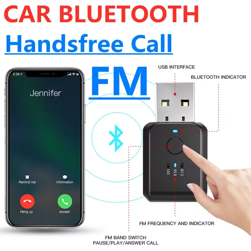 

Call Car Bluetooth 5.0 FM Transmitter Modulator Wireless Audio Receiver Auto USB Car Kit Accessories No Delay/Noise