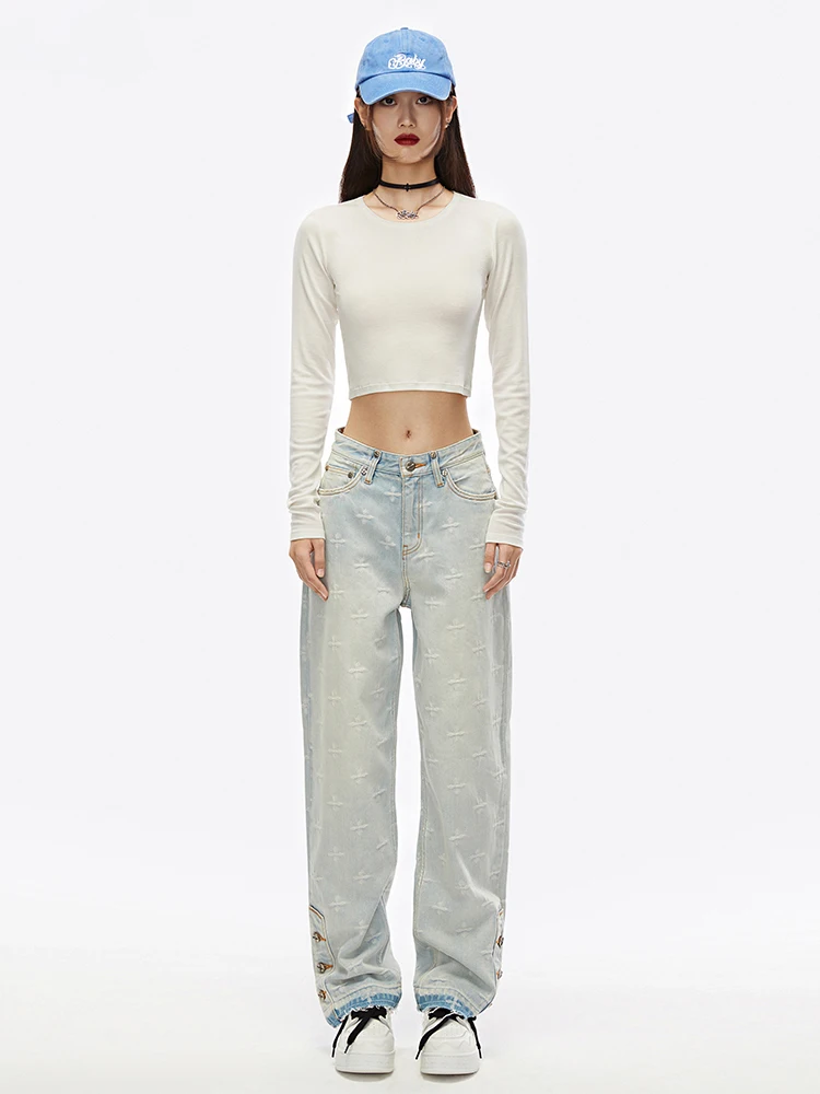 

Одежда Y2k Лето 2023 новые джинсы для женщин брюки женские брюки джинсовые прямые брюки с высокой талией в стиле High Street