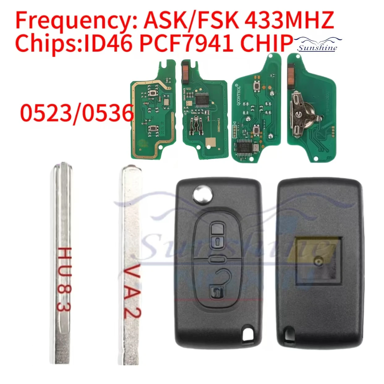 Фото Дистанционный ключ от солнца для Peugeot 307 3008 308 для CITROEN C1 C2 C3 C4 C5 Berlingo Picasso 433 МГц PCF7961 ID46 CE0536 0523 Ключ №1