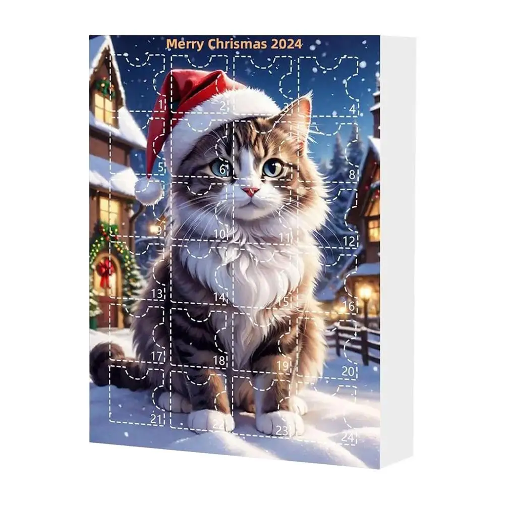 Милый рождественский адвент-календарь календарь обратного отсчета с котом 2024