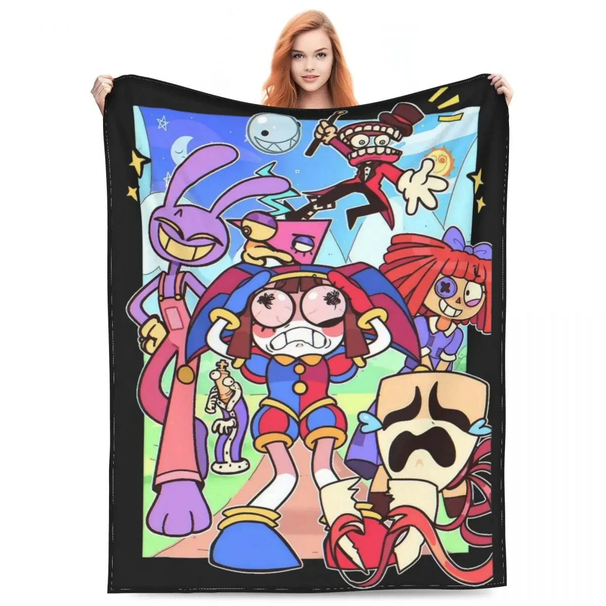 

Cozy The Amazing Digital Circus Blanket Merch Sofa Decorative Tadc Jax Pompom Pomni Throw Blanket Lightweight Thin Flannel