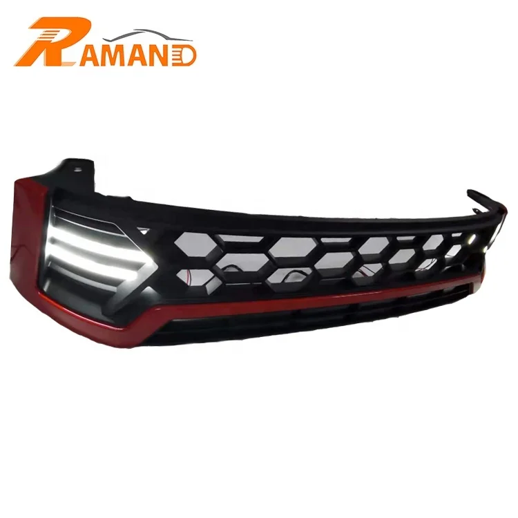 

Red frame Grille For Hilux revo 2015 2016 2017 2018 with LED lights Front racing grilles Auto Front Assembly Bumper Grille