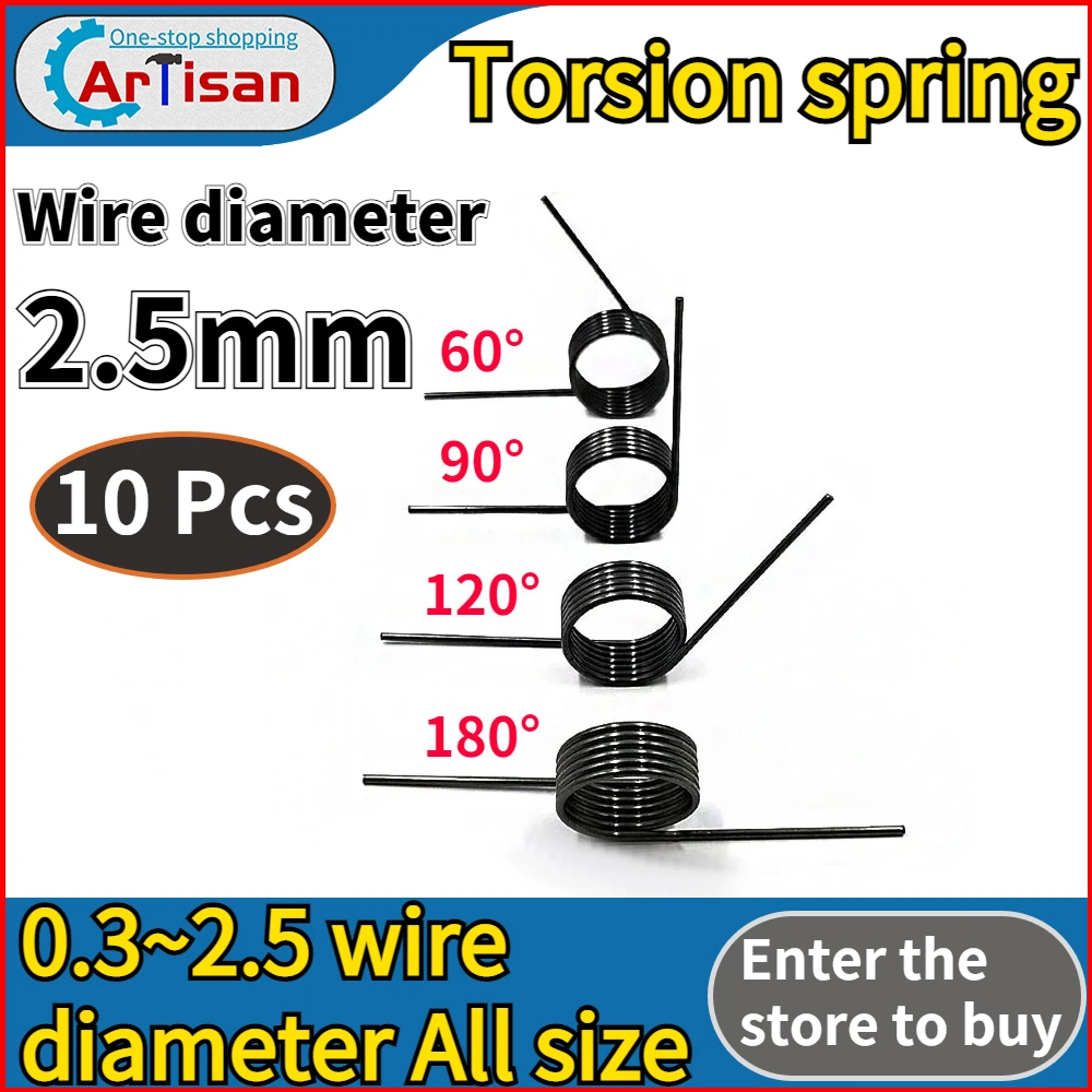 

Torsion Spring 10 Pcs Wire Diameter 2.5 Mm V-shaped Shaped Coil 60 90 120 180 Degree Springs Clip 3/6/9 Laps Spring Wire