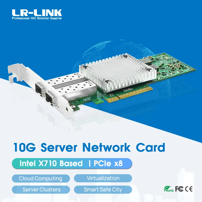 LR-LINK 9812BF-2SFP+ 10Gb Network Card Dual Port PCI-E Fiber Optic LAN Ethernet Network Adapter NIC Based on Intel X710-DA2