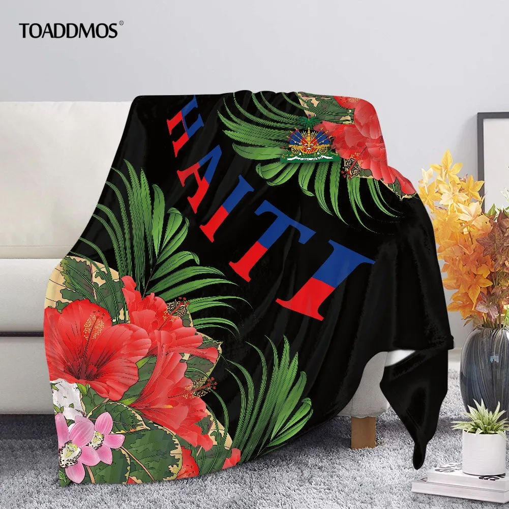 

Мягкое Флисовое одеяло TOADDMOS с изображением флага Гаити, удобное теплое одеяло для дивана, тонкое одеяло для офиса и сна, постельное белье дл...