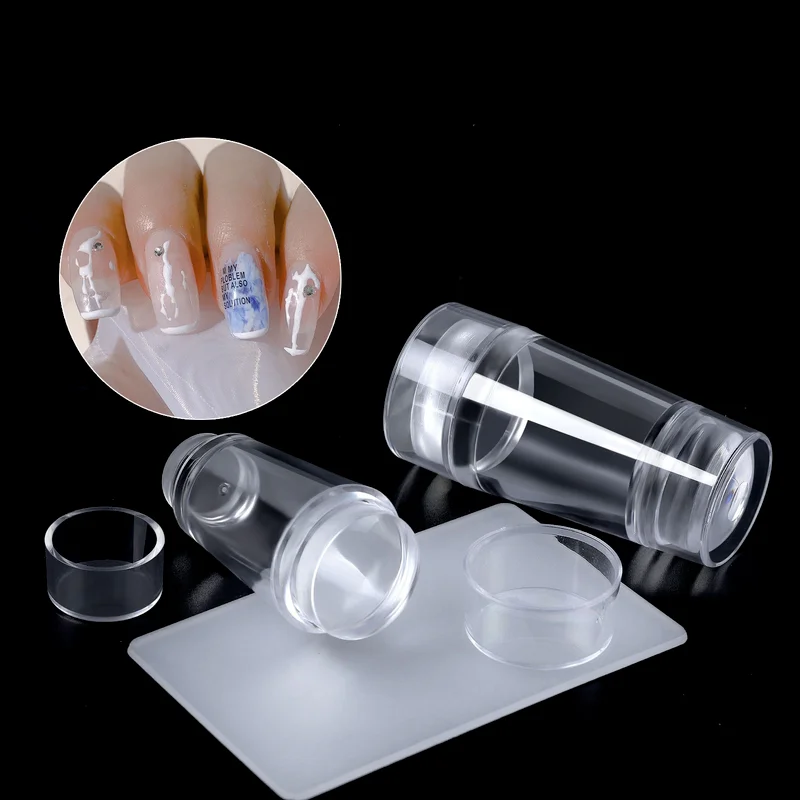 

New Silicone Transparent Nail Art Stamping Kit French for Manicure Plate Stamp Polish Stencil Template Seal Stamper Scraper Nail