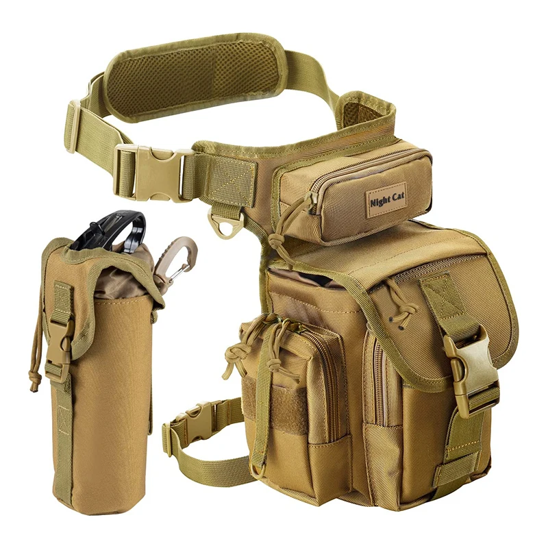 Leg Bag for Men Tactical Metal Detecting Thigh Pack Camouflage HuntingFishing Waist Belt Hip Bag with Water Bottle Pouch