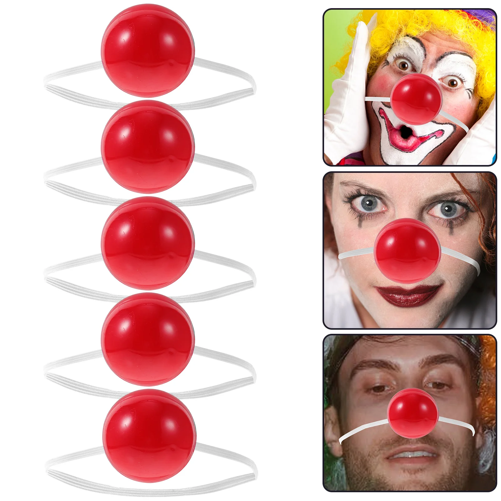 

5Pcs Red Circus Clown Nose, Glowing Red Nose Red Carnival Clown Noses Clown Costume Nose for Christmas Circus Party Costume