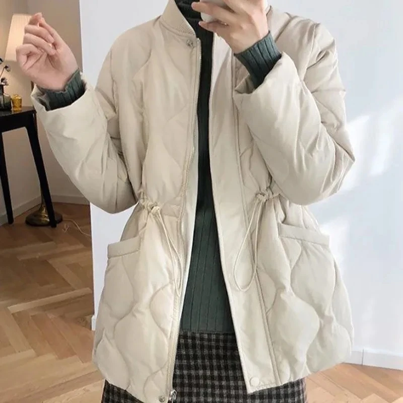 

Padded Jacket Women 2022 Winter New Slim Solid Cotton Coat Female Korean Zipper Drawstring Parkas Harajuku Casual Outerwear