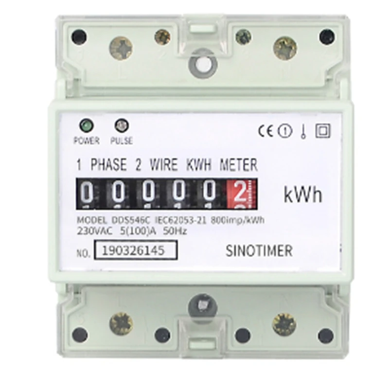 

1 PCS Electric Single Phase Two Wire Energy Meter Kwh Counter 100A Consumption Analog Electricity Wattmeter (A)