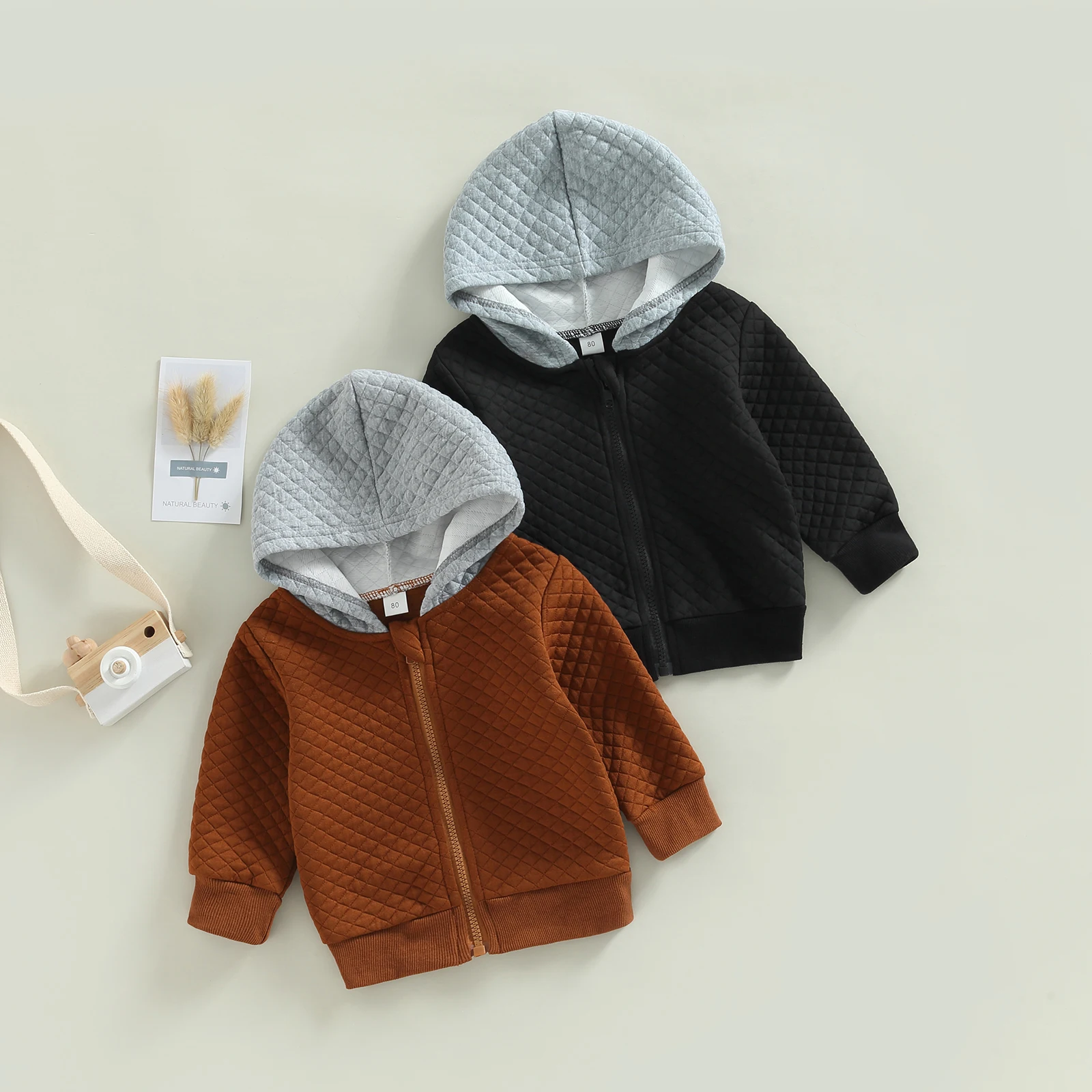 

TR New Autumn Kids Boys Jacket Long Sleeve Hooded Patchwork Zipper Closure Fall Casual Outwear Clothes