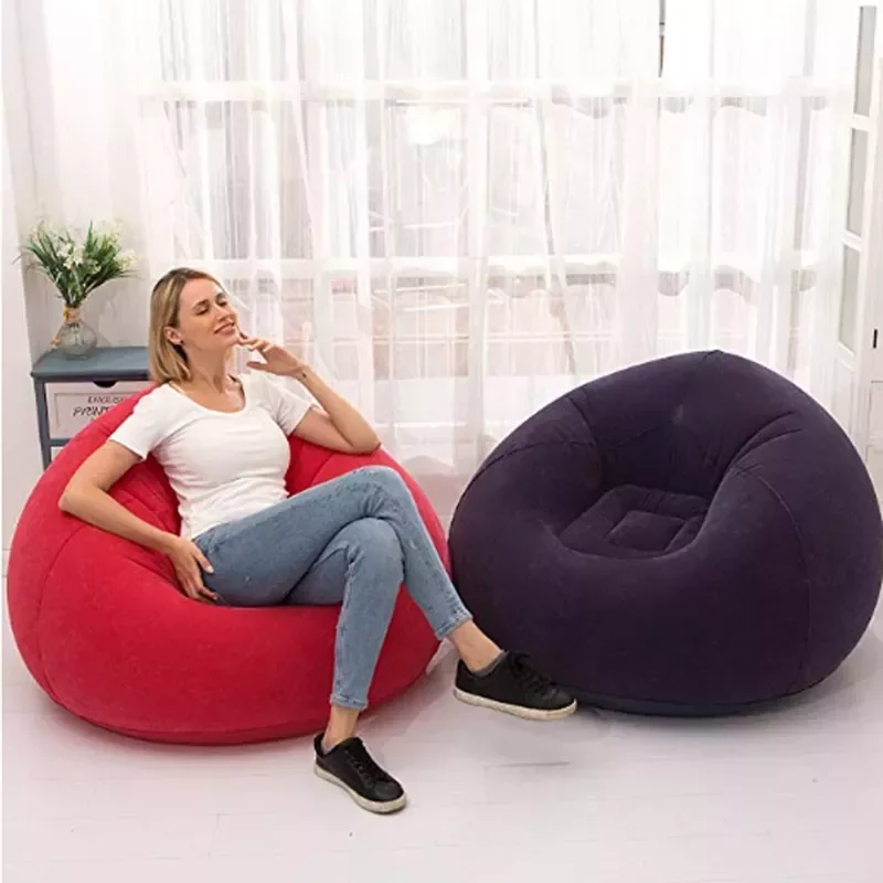

Large Inflatable Sofa Chair Bean Bag Flocking PVC Garden Lounge Beanbag Outdoor Garden Furniture Camping Backpacking Travle
