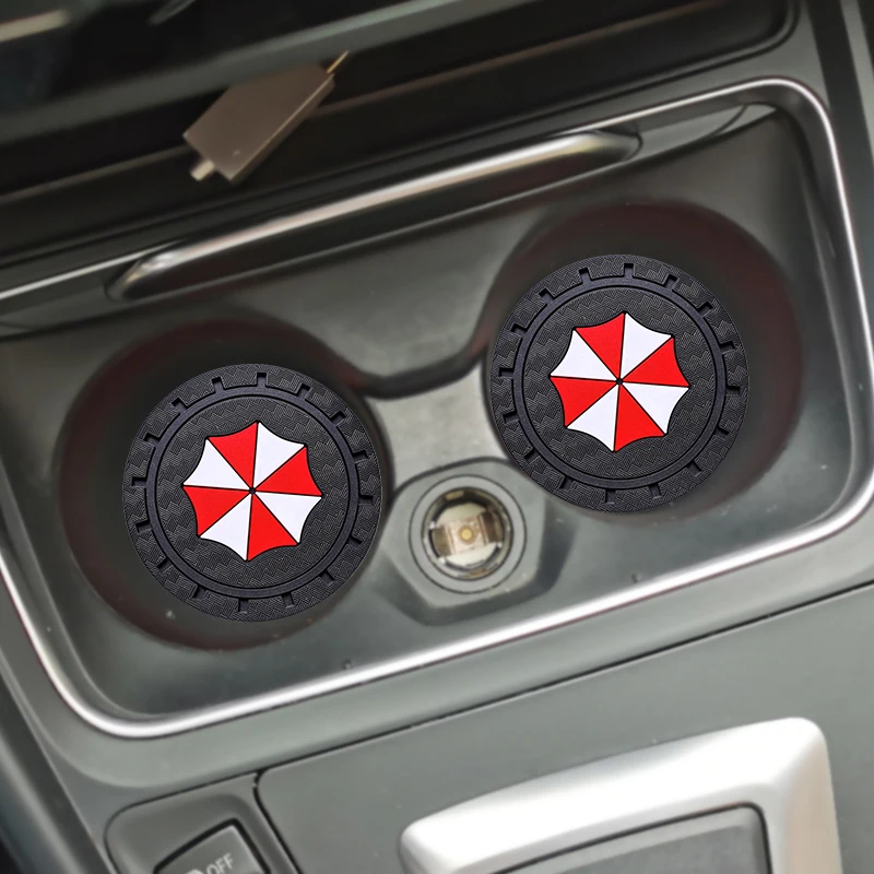 

Новая текстура из углеродного волокна с логотипом «umbrella corporation», Противоскользящий коврик для чашки, автомобильная противоскользящая подк...